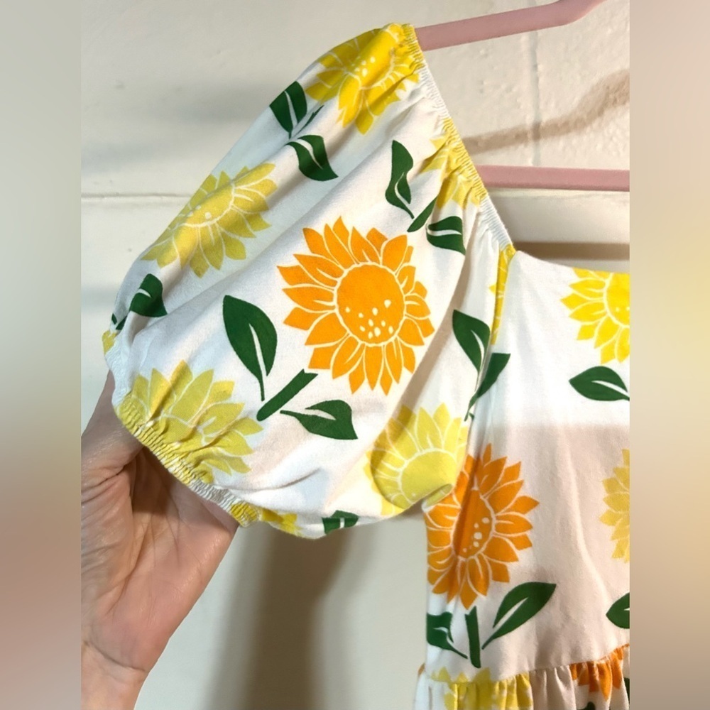 M+A‎ Lounge Sunflower Midi Dress Boho Cottagecore Puff Sleeve Summer Sundress S - Picture 5 of 9